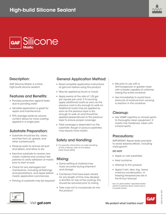 GAF Silicone Mastic - 3.5 GAL